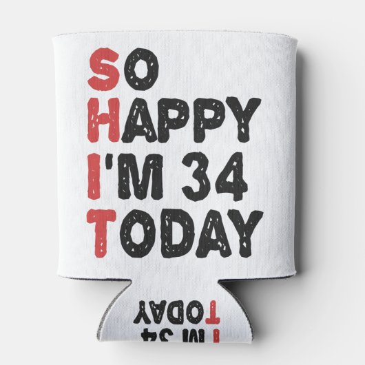 34誕生日嬉しい私は34今日ギフトおもしろい 缶クーラー (裏面)