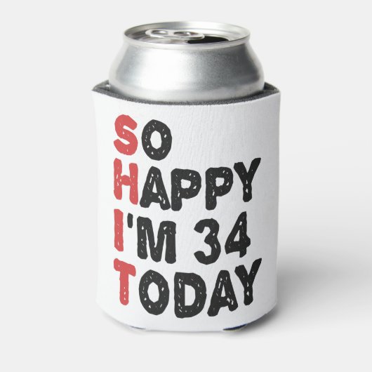 34誕生日嬉しい私は34今日ギフトおもしろい 缶クーラー (缶裏面)
