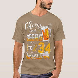 34誕生日応援とビール34年生まれ間 Tシャツ