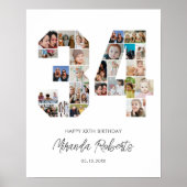 34誕生日第34カスタム号写真コラージュ ポスター (正面)