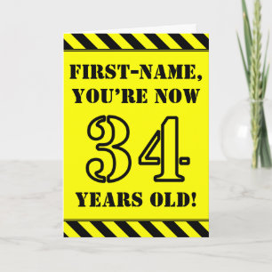 34誕生日:おもしろいステンシルスタイル文字、名前をカスタムする カード