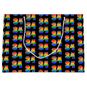 34誕生日:おもしろいレインボーイベント34パターン ラージペーパーバッグ (正面)