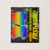 34誕生日:おもしろい、お祝カラフルい花火 ジグソーパズル (縦)