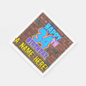 34誕生日～おもしろい、アーバングラフィティインスパイアルック スタンダードランチョンナプキン (角)