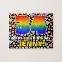 34誕生日—おもしろい、愛するハートシェイプ+「34」