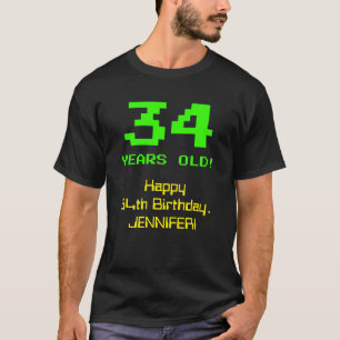 34誕生日:おもしろい、8ビットルック、Nerdy/オタク系の「34」 Tシャツ