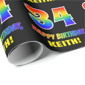 34誕生日:はっきりした,おもしろい,シンプルレインボー34 ラッピングペーパー (ロールコーナー)