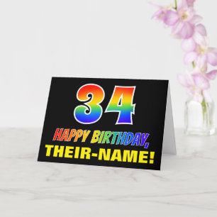 34誕生日:はっきりした,おもしろい,シンプル虹， 34 カード