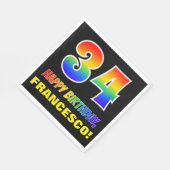 34誕生日:はっきりした,おもしろい,シンプル虹, 34 スタンダードランチョンナプキン (角)