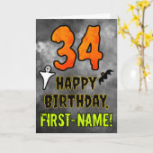 34誕生日:エリーハロウィーンテーマ+名前をカスタムする カード (黄色い花)