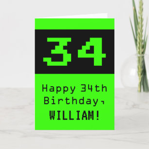 34誕生日:ネディ/オタク系のスタイル「34」と名前 カード
