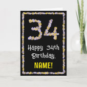 34誕生日:フローラ花数名前をカスタムする カード (正面)