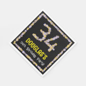 34誕生日:フローラ花数名前をカスタムする スタンダードランチョンナプキン (角)