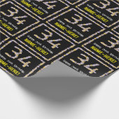 34誕生日:フローラ花数名前をカスタムする ラッピングペーパー (角)