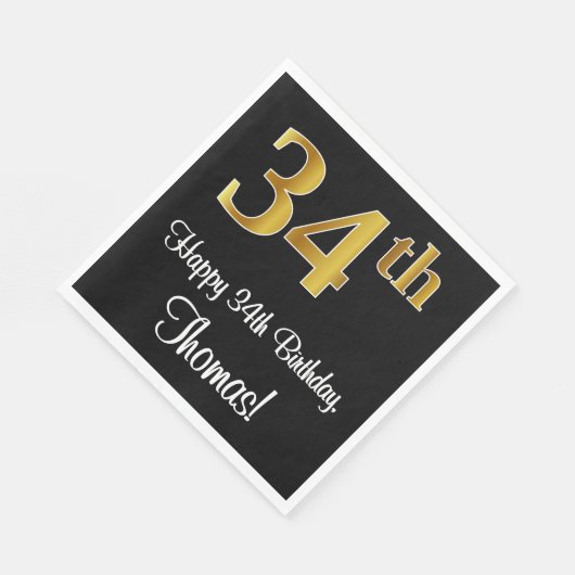 34誕生日~ラグジュアリーエレガントなフェイク金ゴールドルック# スタンダードランチョンナプキン (角)