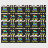 34誕生日:レインボー「34」、写真カスタムと名前 ラッピングペーパー (フラット)