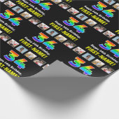 34誕生日:レインボー「34」、写真カスタムと名前 ラッピングペーパー (角)