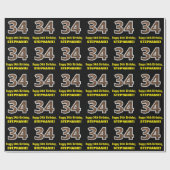34誕生日：名前フェイク&木目パターン「34」 ラッピングペーパー (フラット)