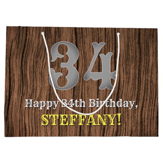 34誕生日: Country インスパイア Western  Look, Name ラージペーパーバッグ (裏面)