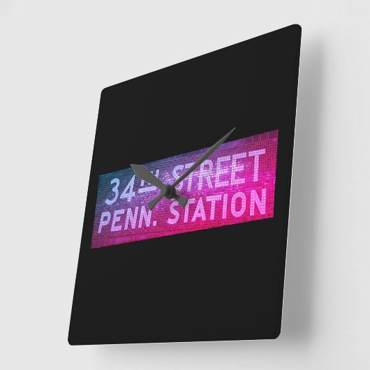 34通りニューヨークNYタイル駅の標識 スクエア壁時計 (傾斜)