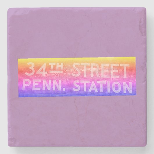 34通りニューヨークNYタイル駅の標識 ストーンコースター (正面)