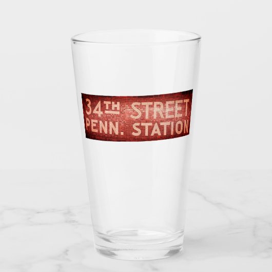 34通りニューヨークNYタイル駅の標識 タンブラーグラス (正面)