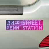 34通りニューヨークNYタイル駅の標識 バンパーステッカー (車上)