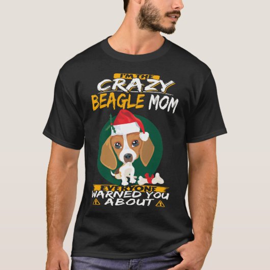340私はビーグル熱狂するママ Tシャツ (正面)