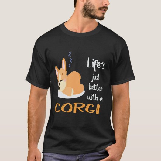 34 コーギーがいると人生はもっと楽しい Tシャツ (正面)