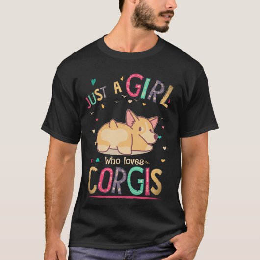 34 コーギーが大好きな女の子 Tシャツ (正面)