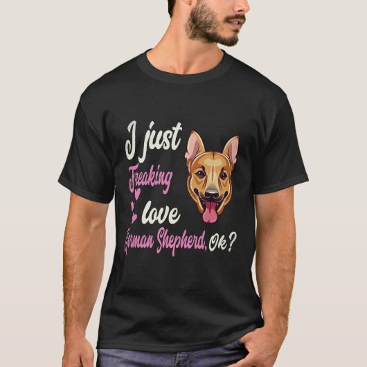 34 ジャーマンシェパード大好きですOK ジャーマンシェパード Tシャツ (正面)