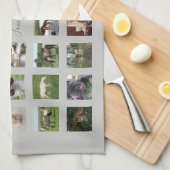 34 PHOTO COLLAGEで色を編集できる – 任意の大事な行事 キッチンタオル (四つ折り)