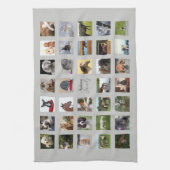 34 PHOTO COLLAGEで色を編集できる – 任意の大事な行事 キッチンタオル (縦)