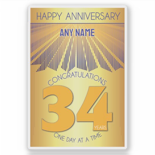 34 Year | Golden Ray 12 Step CUSTOM NAME シール (正面)