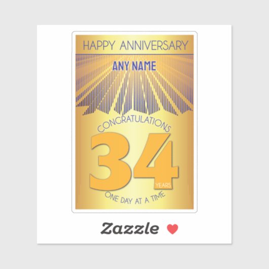 34 Year | Golden Ray 12 Step CUSTOM NAME シール (シート)