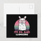 34 Year Old Bday Llamazing 34th Birthday Llama ポストカード (正面/裏面)