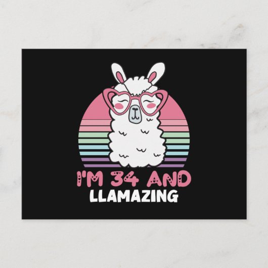34 Year Old Bday Llamazing 34th Birthday Llama ポストカード (正面)