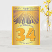 34 Year Sober Anniversary | Golden Ray 12 Step  カード (黄色い花)