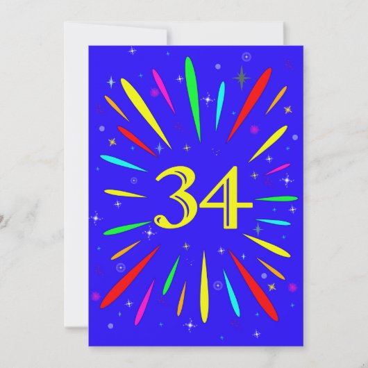 34th誕生日パーティーの招待状の爆発 招待状 (正面)