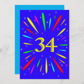 34th誕生日パーティーの招待状の爆発 招待状 (正面/裏面)