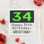 34th誕生日 – ネルディ/オタク系のスタイル「34」と名前 スタンダードランチョンナプキン (インサイチュ)