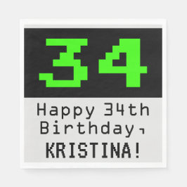 34th誕生日 – ネルディ/オタク系のスタイル「34」と名前 スタンダードランチョンナプキン