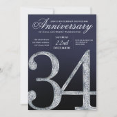 34th Anniversary Diamond Silver Navy Blue 招待状 (正面)