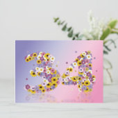34th Birthdayパーティー、花の文字 招待状 (スタンド正面)