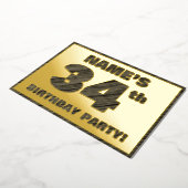 34th Birthday Party — はっきりした Wood Grainフェイク文字 箔招待状 (回転した状態)