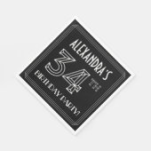 34th Birthday Party:アールデコスタイル+名前をカスタムする スタンダードランチョンナプキン (角)