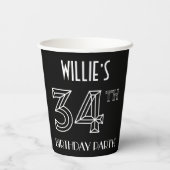 34th Birthday Party:アールデコスタイル+名前をカスタムする 紙コップ (裏面)
