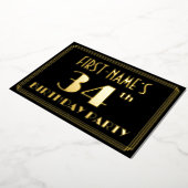 34th Birthday Party:アールデコルック"34"、名前 箔招待状 (回転した状態)