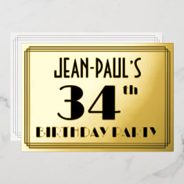 34th Birthday Party —アールデコ検索「34」 +名前 箔招待状