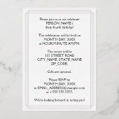 34th Birthday Party – スクリプエレガントト+名前をカスタムする 箔招待状 (裏面)